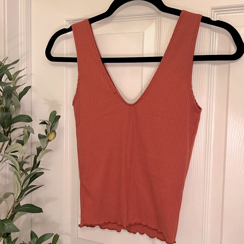 Caution To The Wind | Ribbed Rust Tank Top - Picture 2 of 4
